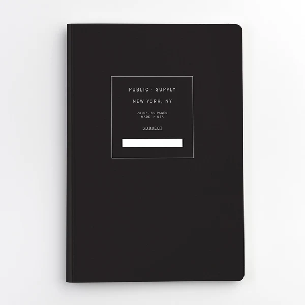Public Supply 7 x 10 Black Soft Cover Notebook