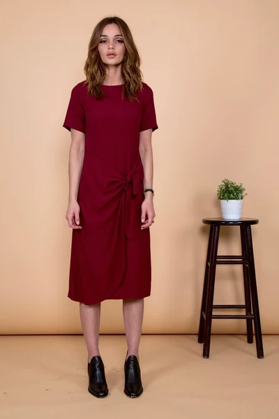 Otis & Maclain Bordeaux Autumn Wrap Dress