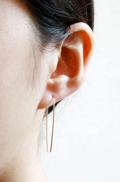 Silver Long Arc Earring